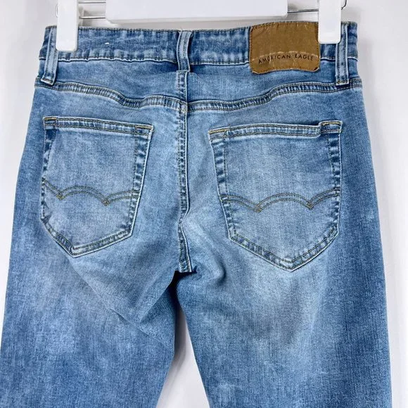 AE American Eagle Skinny Light Blue Stretch Denim Jeans Mens Size 26 x 28 - Picture 4 of 10